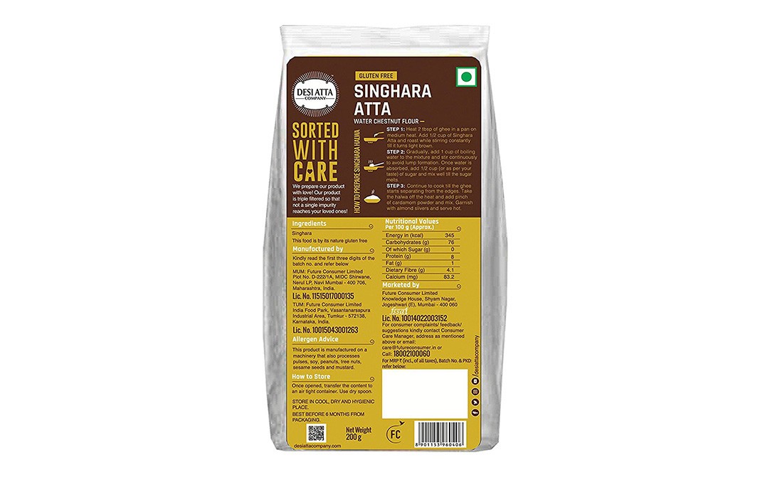 Desi Atta Singhara Atta -Water Chestnut Flour   Pack  200 grams